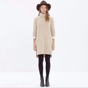 Madewell Cream Turtleneck Sweater Dress